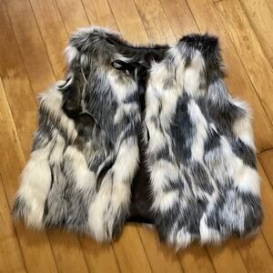 Jessica Johnson Black And White Faux Fur Vest